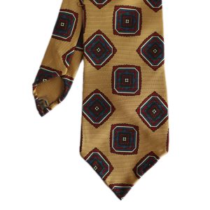 Yellow Squares Printed Silk Handrolled Tie