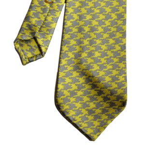 Yellow & Silver Jacquard Silk Hand-rolled Tie