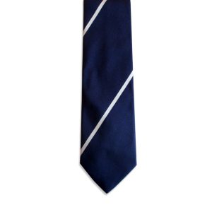 Navy Striped Shantung Tie