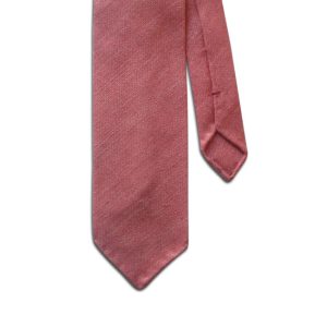 Handrolled Fuchsia Woven Raw Silk Tie