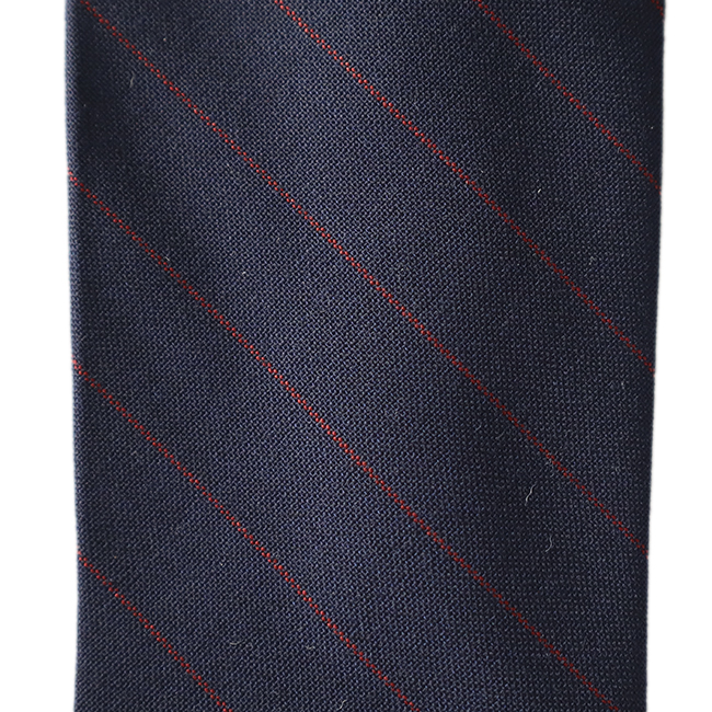 Navy Handrolled Wool Stripe Tie - Image 3