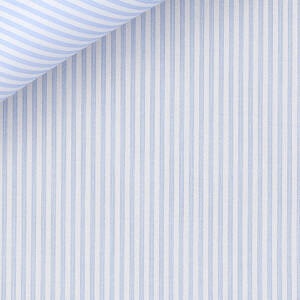 White and Light Blue Stripe Easy Iron Twill
