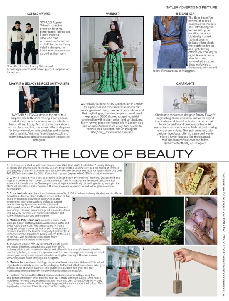 Mayfair & Legacy Bespoke Shirtmakers feature in Tatler Magazine February 2026 issue, highlighting British bespoke shirtmaking.