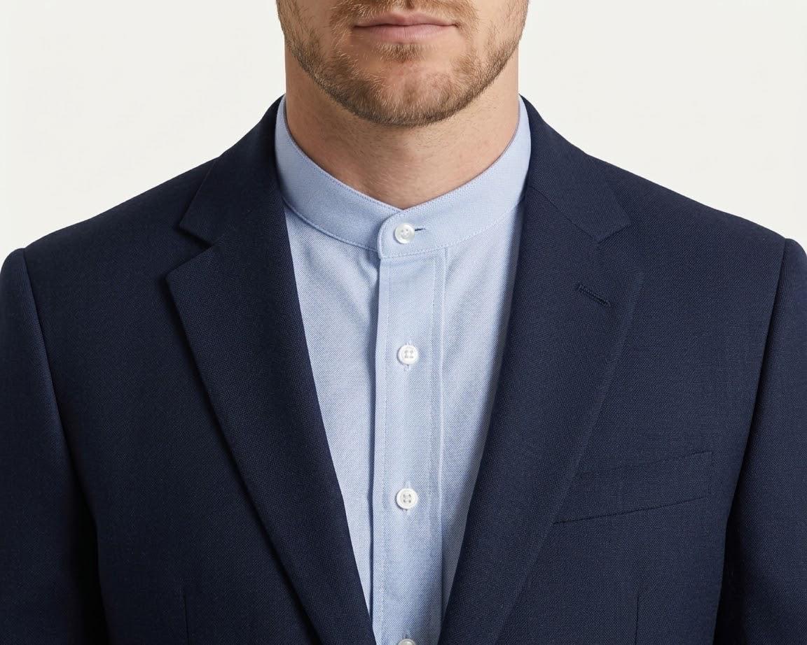 band collar and blazer
